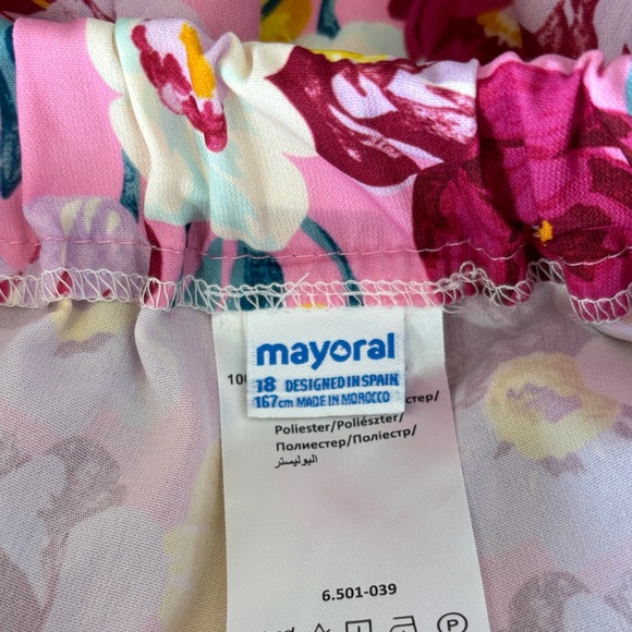 Mayoral Floral Wide Leg Pants - Pink, Yellow, White - Picture 8 of 11